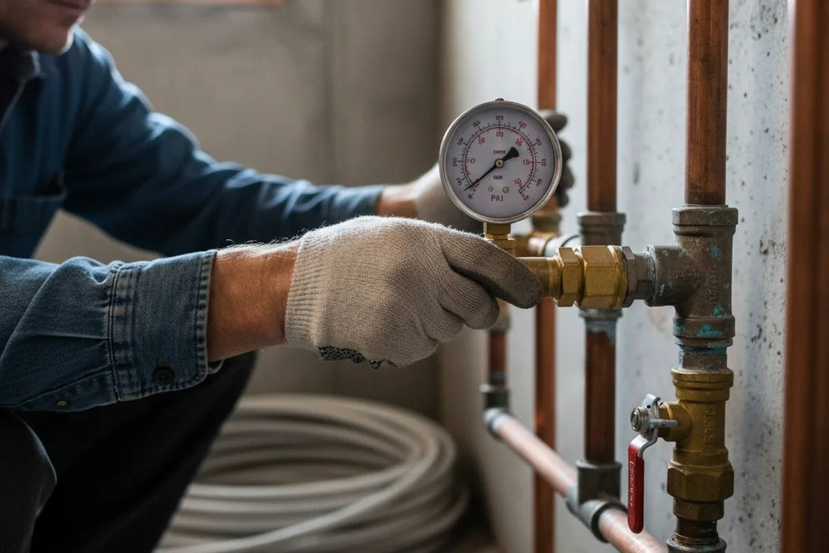 Pressure testing a repaired line during Water Line Repair in Russiaville